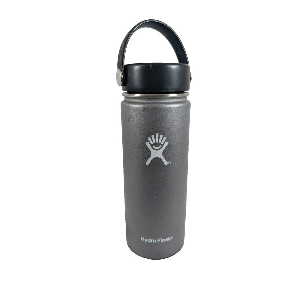 Hydro Flask 18 oz Water Bottle Gray Stainless Steel Flex Cap Handle